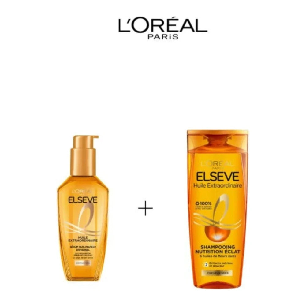 L'Oréal Paris Elseve Huile Extraordinaire Cheveux Normaux à Secs Shampooing 200 ml + Sérum 100 ml