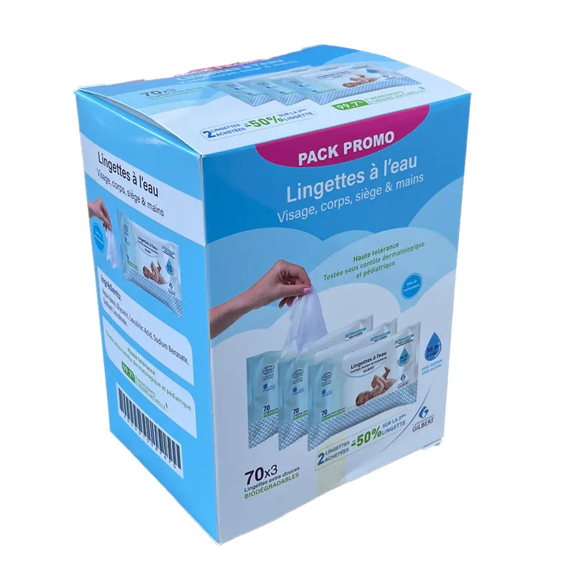 2 Lingettes Gilbert al Agua 70 Unidades + la Tercera al -50%