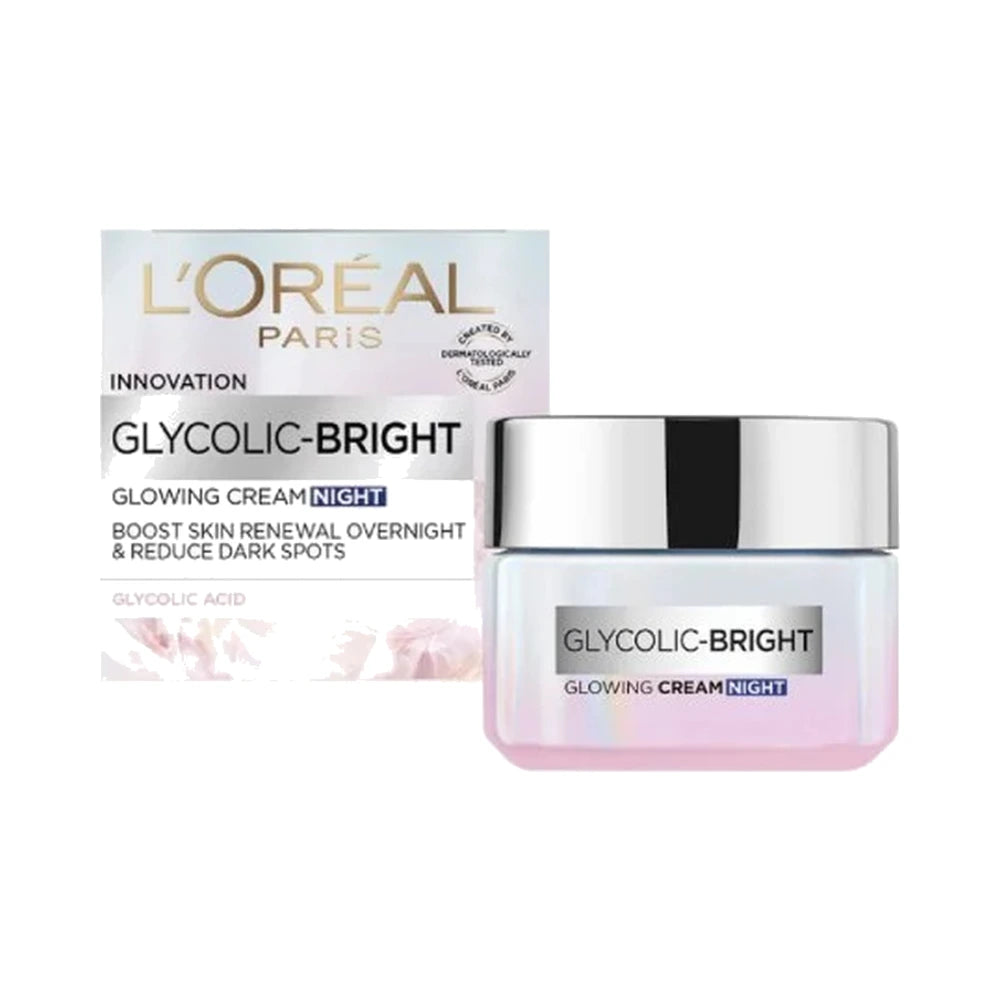 L'Oréal Paris Glycolic-Bright crème de nuit 50 ml, pot et étui