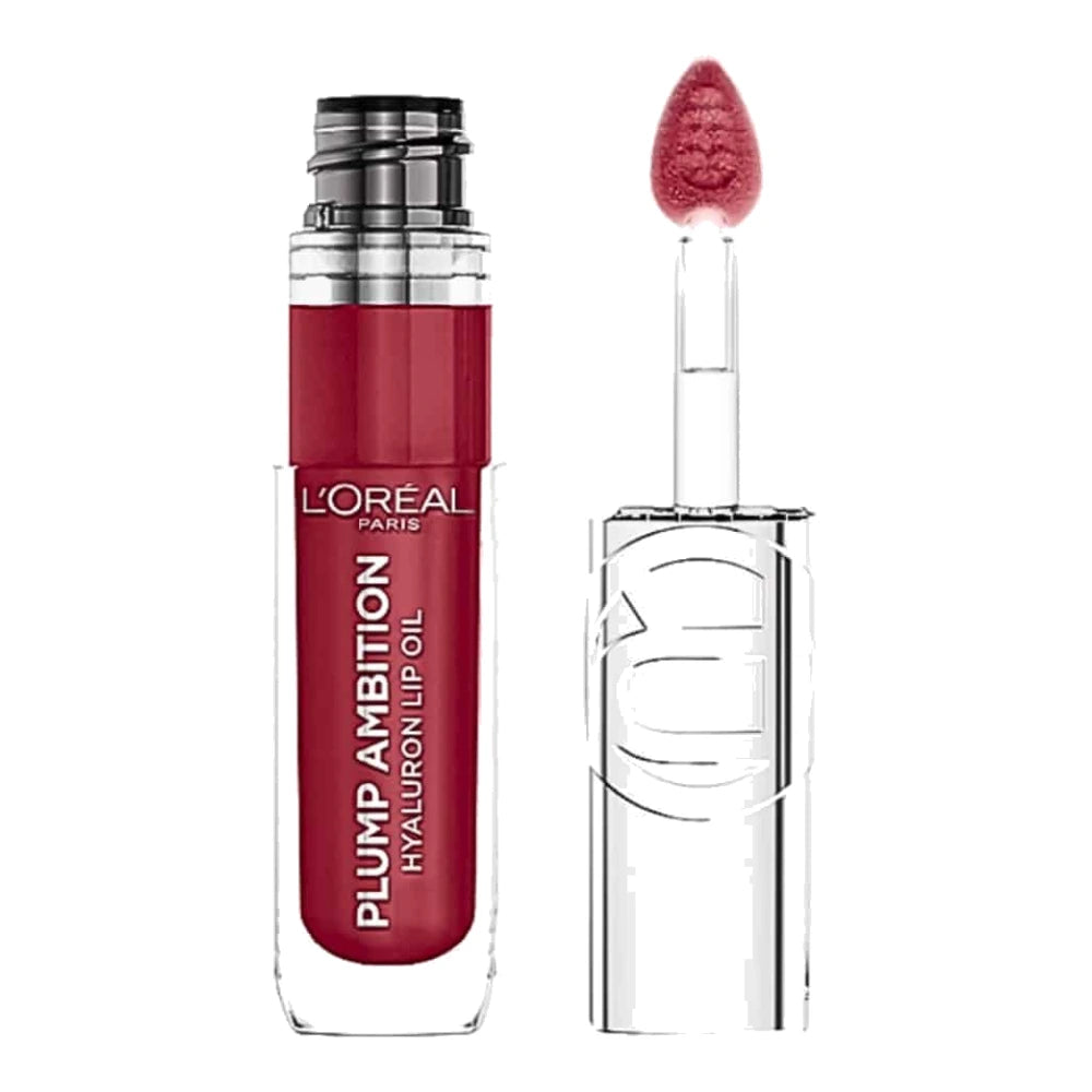L'Oréal Paris Plump Ambition huile à lèvres 490 Berry Jolie – flacon et applicateur