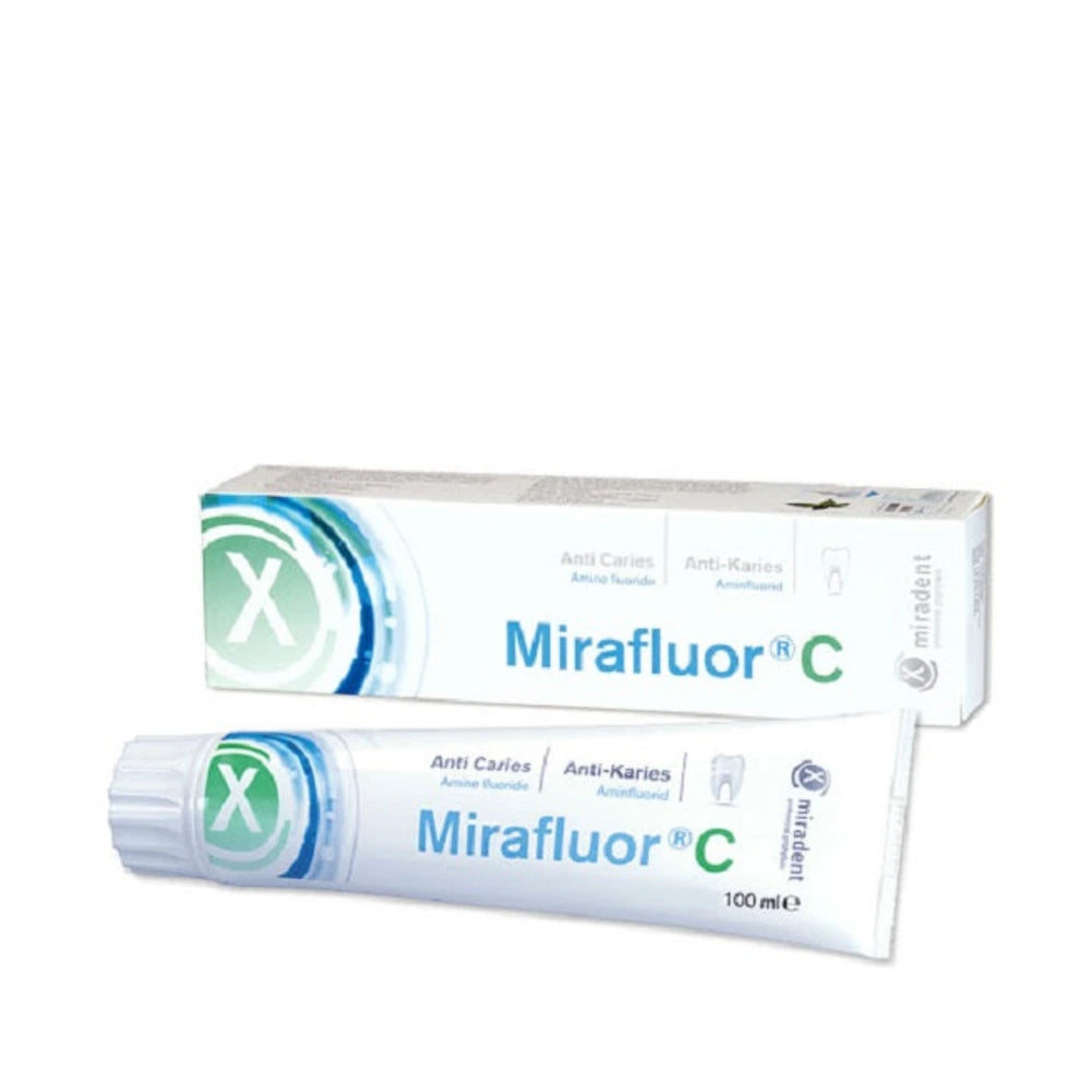Miradent Mirafluor dentifrice fluoré 100 ml, tube et emballage