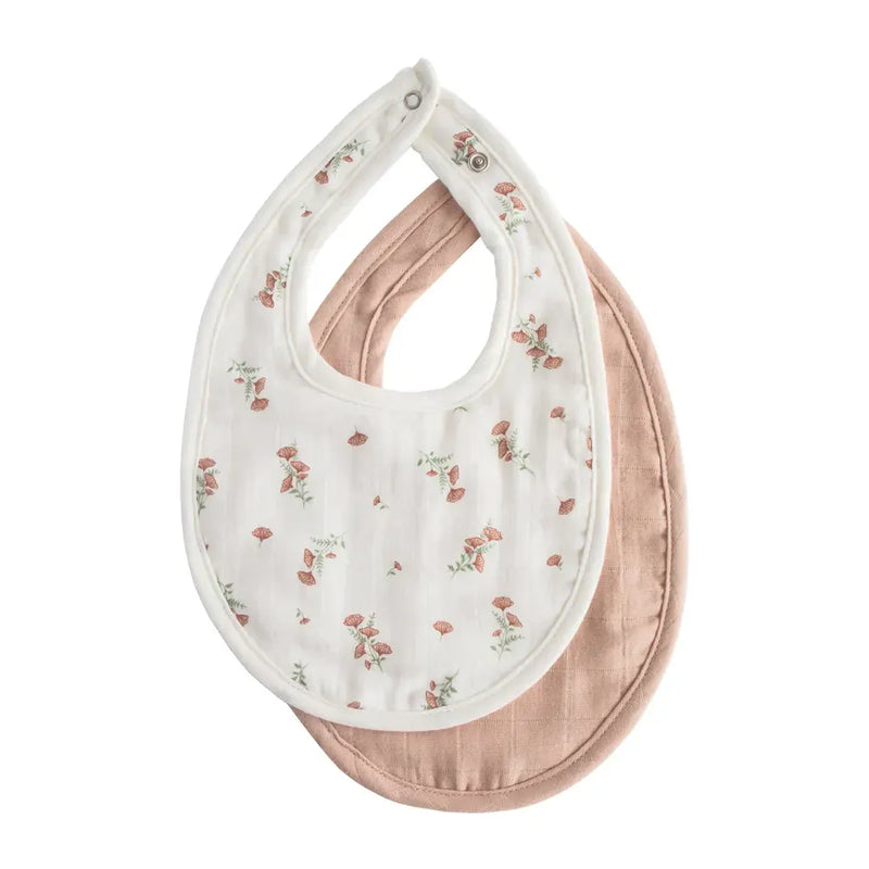 Mushie Muslin Bibs - Blush / Pink Floral - 2 Pack :