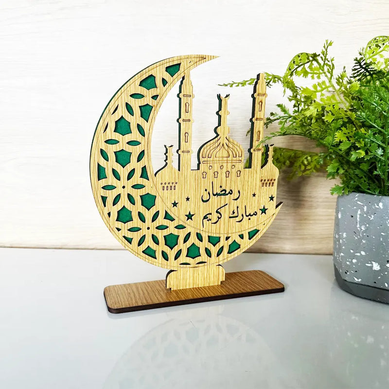 Wooden Moon Ramadan Decoration - Green