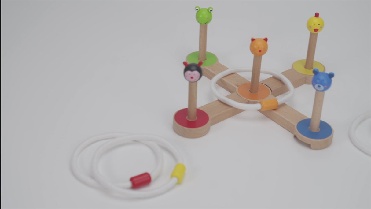 Viga Toys Jeu d’Anneaux Animaux en Bois – 3A+