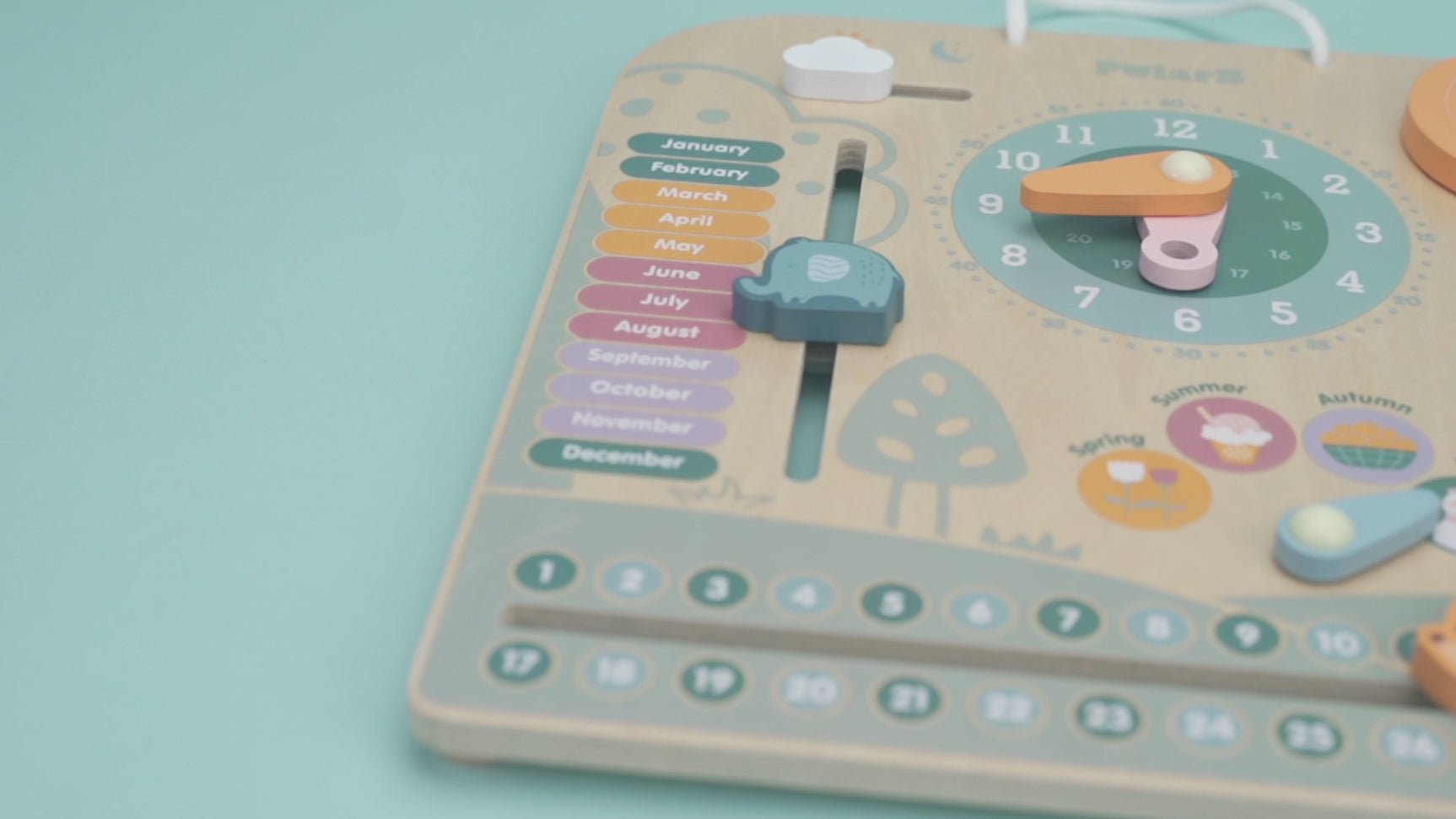 Viga Toys PolarB Mon Calendrier Horloge en Bois 3A+