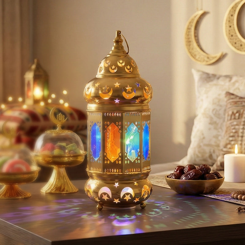 Metal and Glass Lamp Ornament - Multicolor