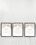 Set of 3 Flower decorative paintings- Surah Falaq | Ayat Kursi | Surah Nass - Black
