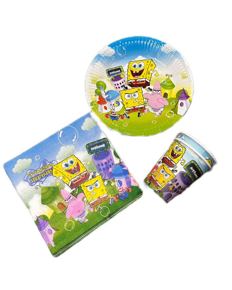 Pack de 10 Serviettes & Assiettes & Gobelets - Bob l'Éponge