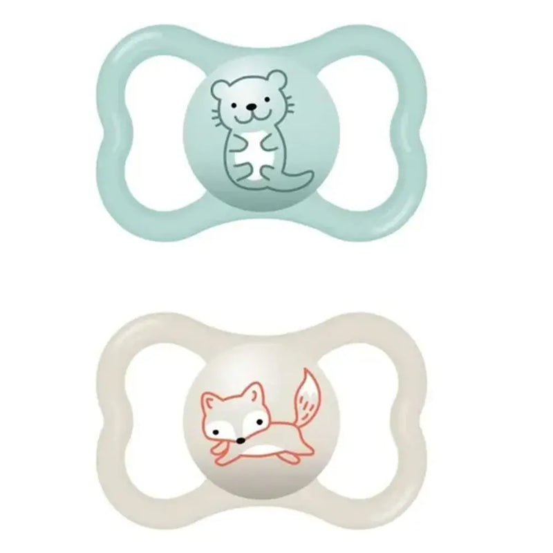 Set of 2 MAM Mini Air Pacifiers 6M+ - Light Blue & Beige