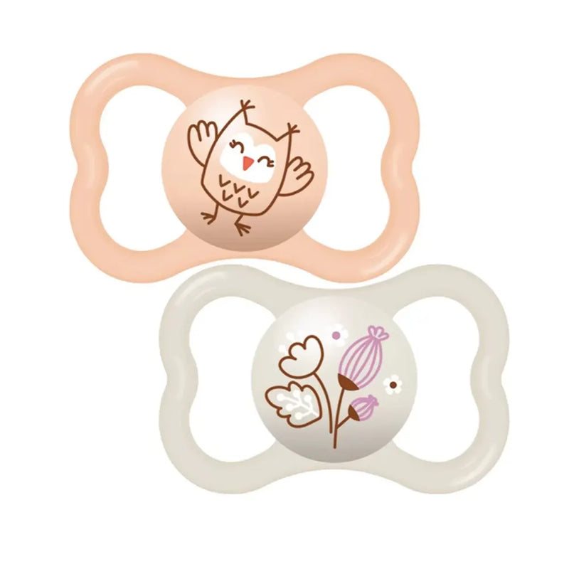 Set of 2 MAM Mini Air Pacifiers 6M+ - Orange & Beige