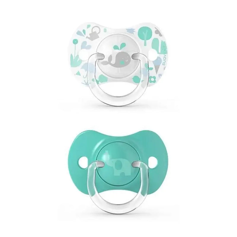 Set de 2 Chupetes Suavinex Symmetrical Silicona SX PRO™ Verde - 6-18M