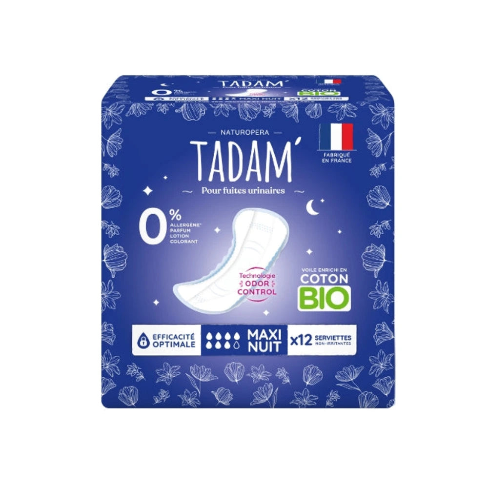 Tadam' serviettes fuites urinaires Maxi Nuit – paquet de 12