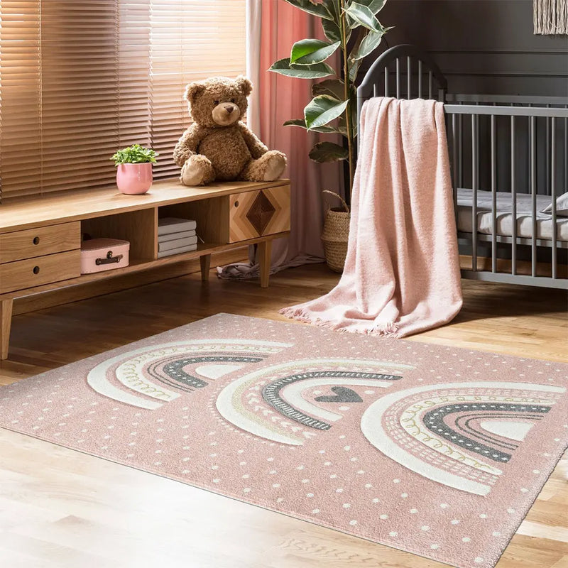 Alfombra RAINKID rosa y gris
