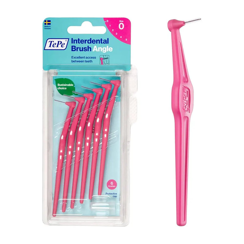 TePe Set of 6 Angle Interdental Brushes 0.4mm Size 0 - Pink