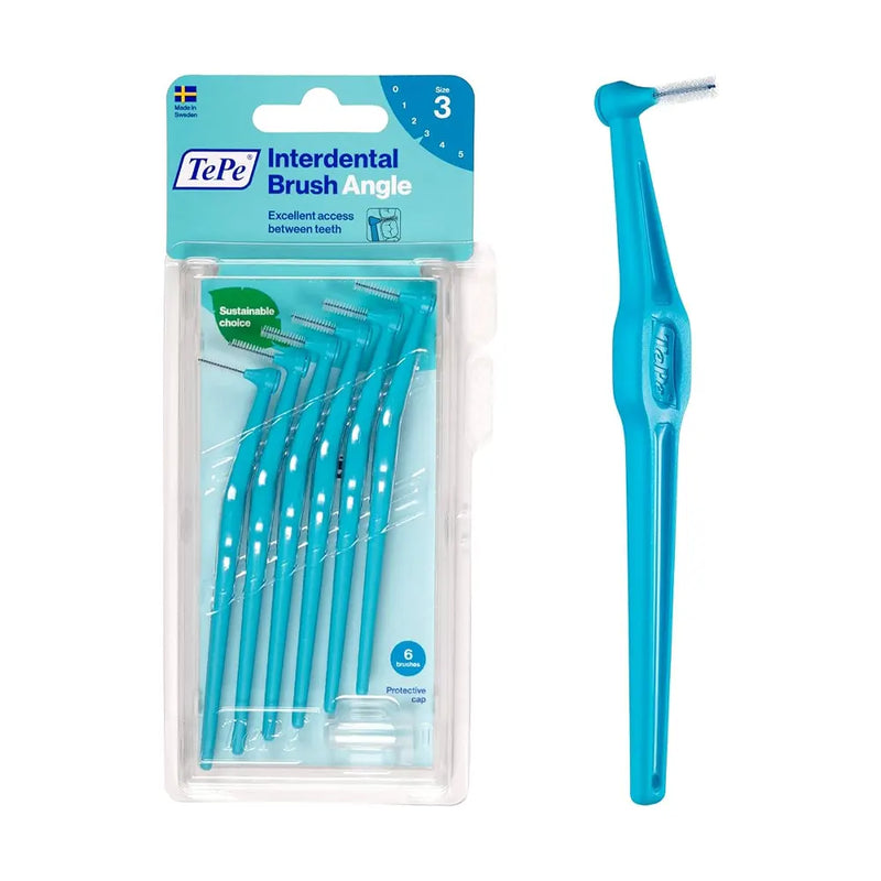 TePe Set of 6 Angle Interdental Brushes 0.6mm Size 3 - Blue