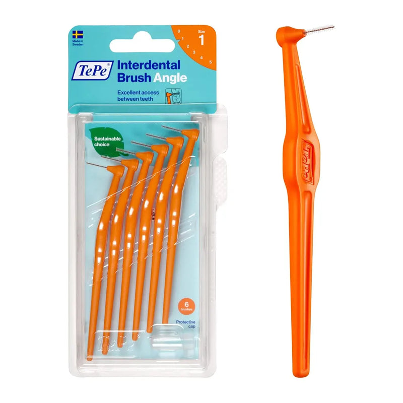 TePe Set of 6 Angle Interdental Brushes 0.45mm Size 1 - Orange