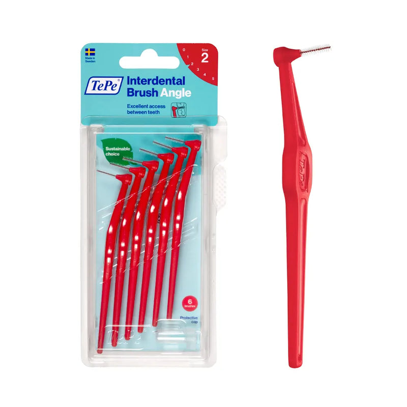 TePe Set of 6 Angle Interdental Brushes 0.5mm Size 2 - Red