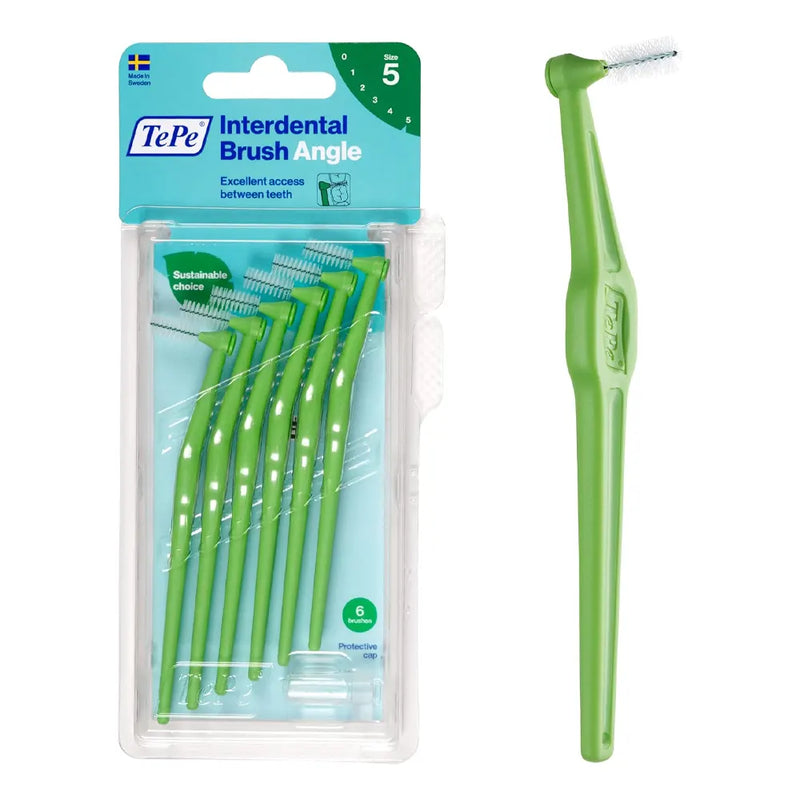 TePe Set of 6 Angle Interdental Brushes 0.8mm Size 5 - Green