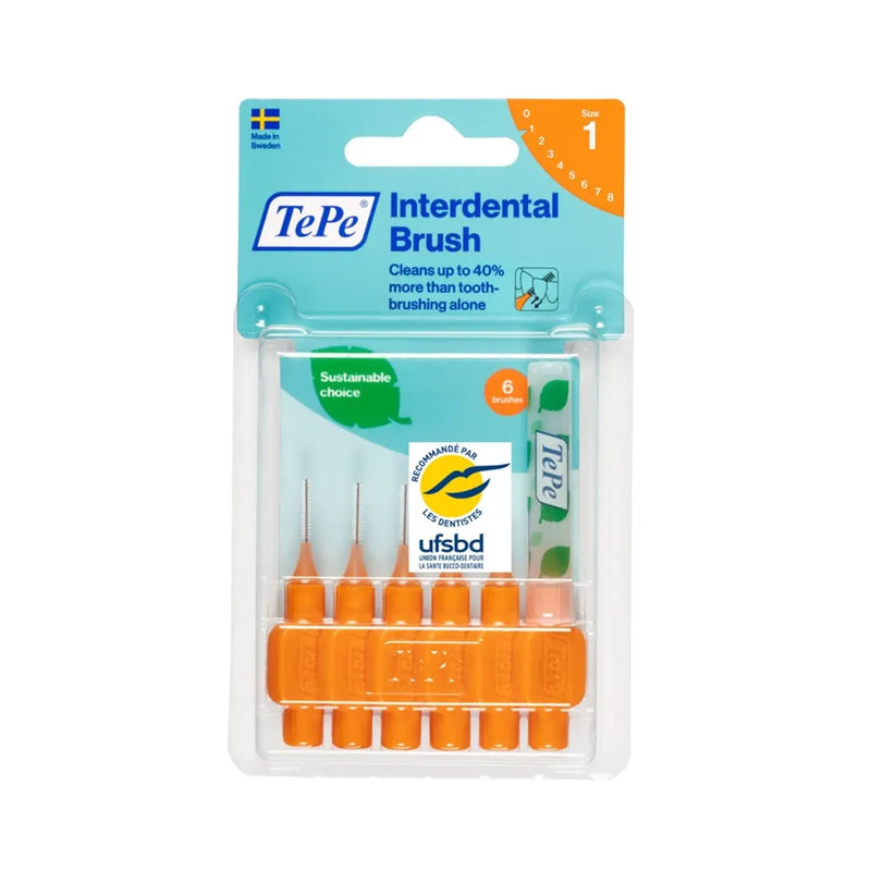 TePe Set of 6 Interdental Brushes 0.45mm Size 1 - Orange