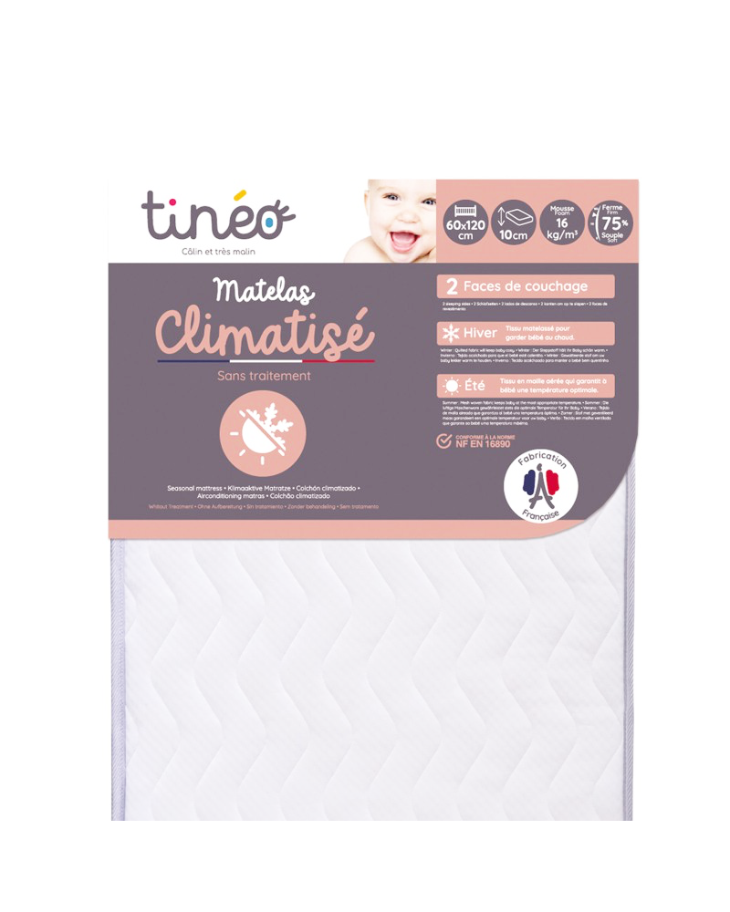 Tinéo Colchón para bebé con aire acondicionado 60x120cm