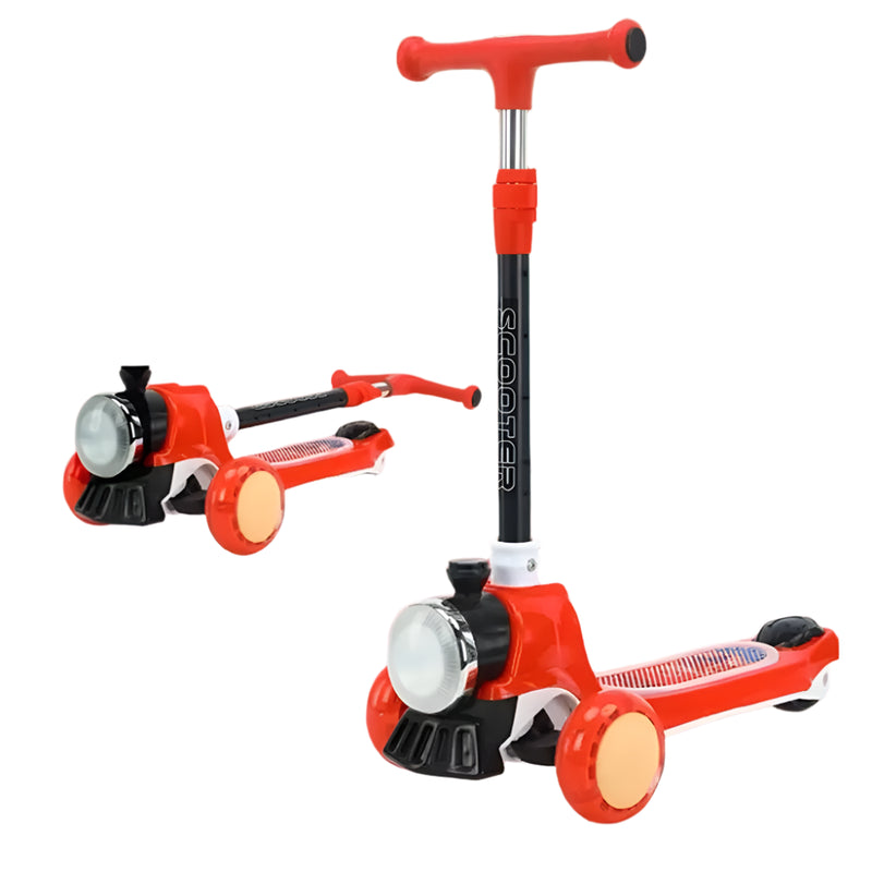 Patinete infantil de 3 ruedas con luz frontal - Rojo