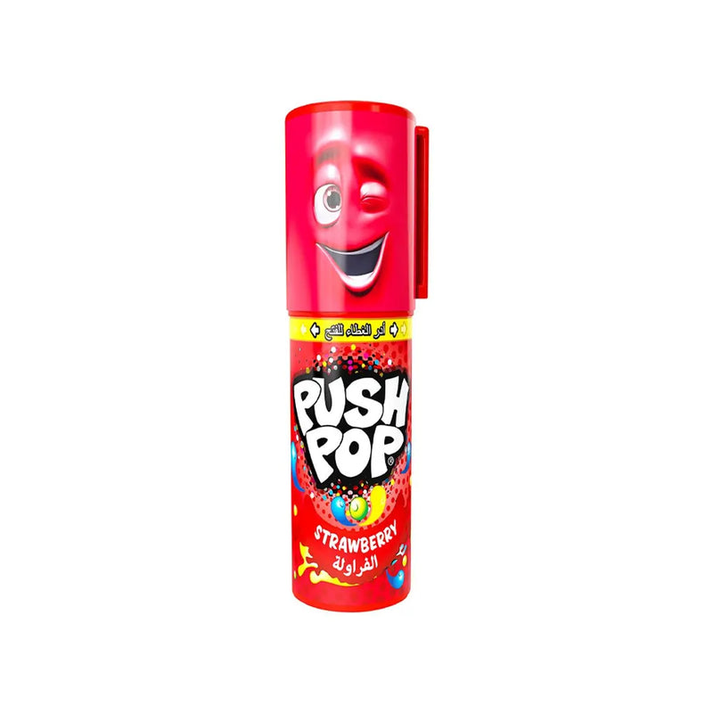 Bazooka Candy Brands Push Pop 15g - Sabor Fresa