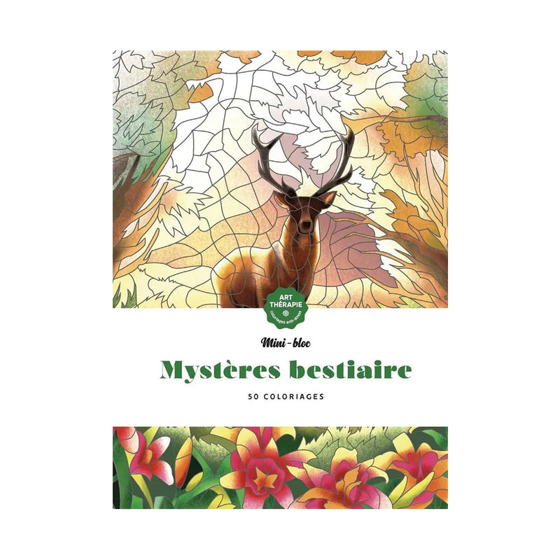 Minibloque Hachette de Bestiario de Misterios de Arte-Terapia – 50 páginas para colorear