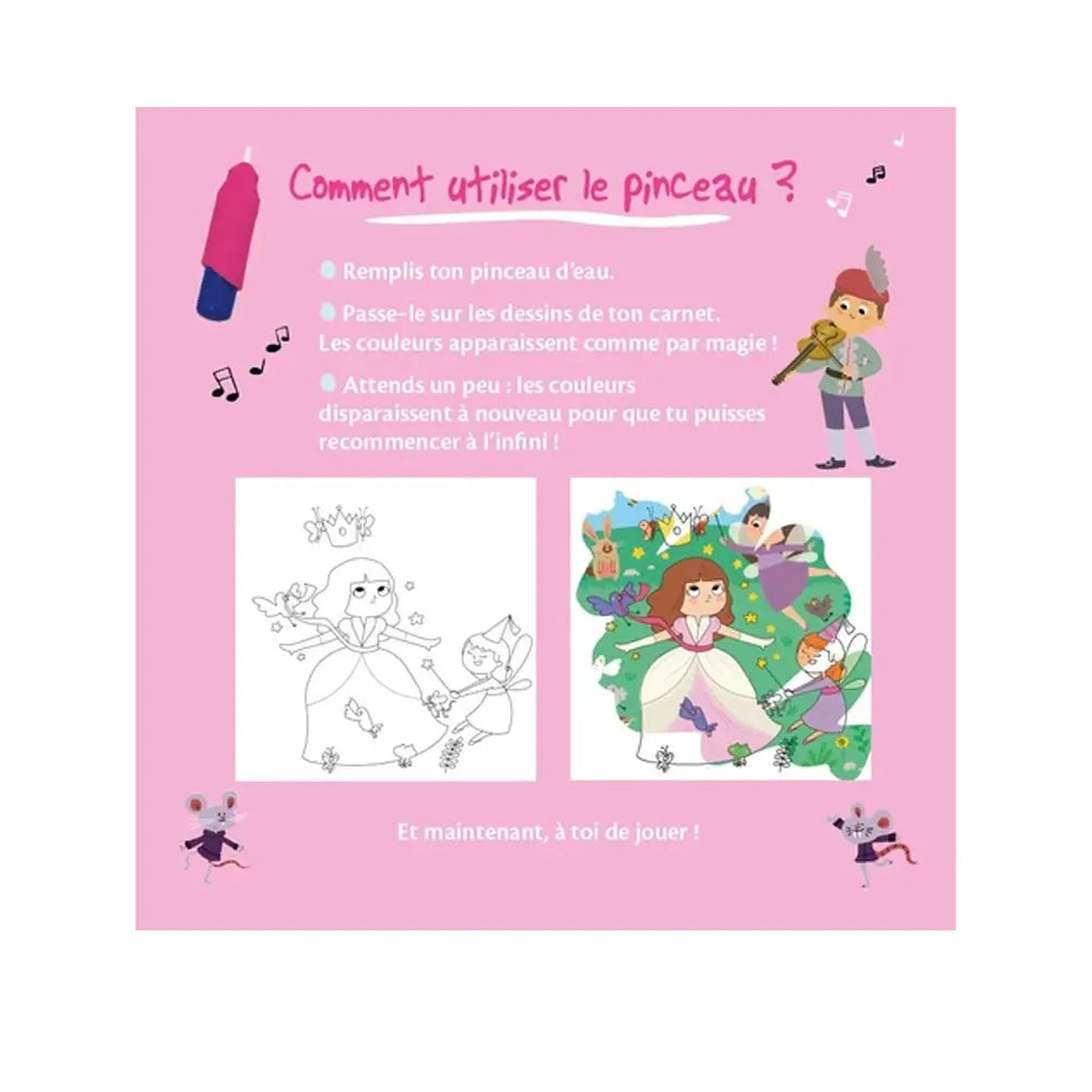 Libro para colorear con pincel mágico - Princesas y hadas