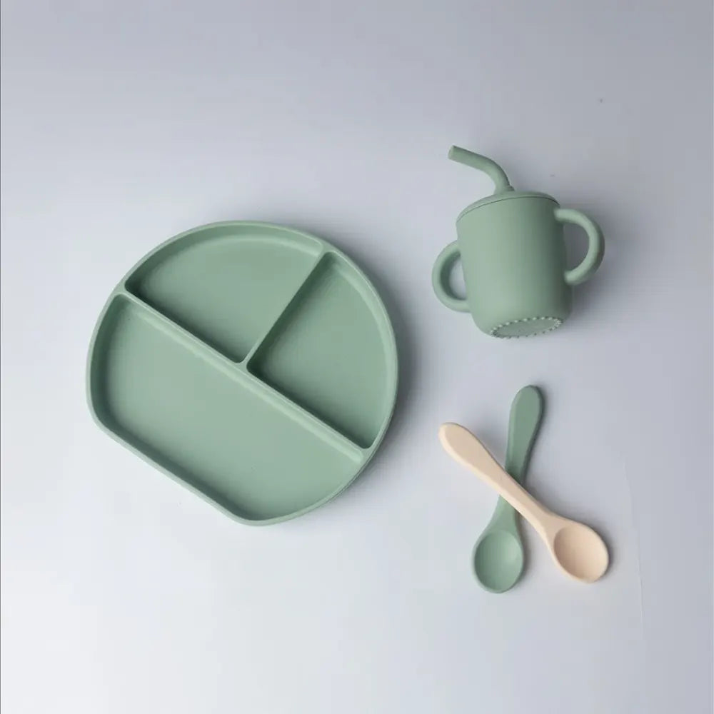 YUMMY Coffret Repas Silicone Vert Pastel - 6M+
