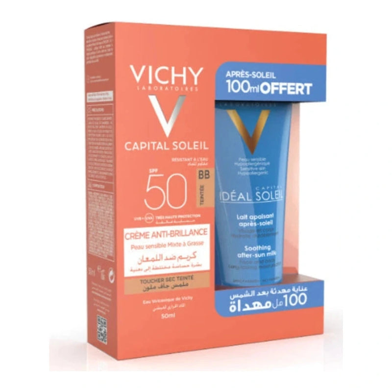 Vichy Capital Soleil Pack Crème Anti-Brillance Teintée SPF 50 + Après-Soleil 100 ml