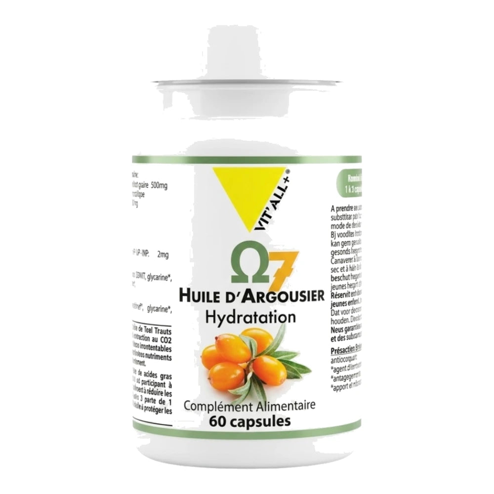 Vit'All+ Oméga 7 huile d'argousier – pot de 60 capsules