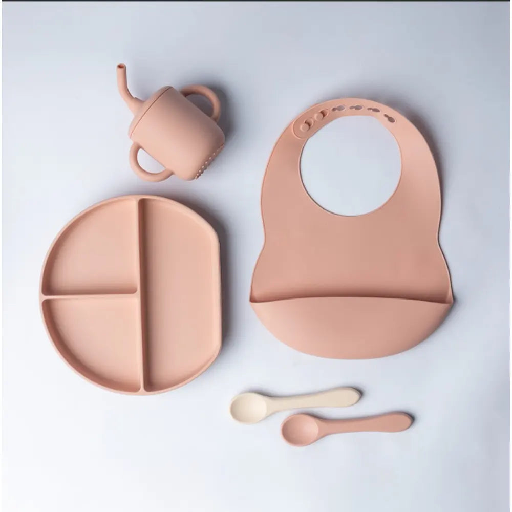 YUMMY Bavoir en Silicone avec Poche 9M+ - Rose Blush