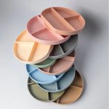 YUMMY Assiette en Silicone Multi-Compartiments avec Ventouse 4M+ - Caramel