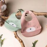 YUMMY Bavoir Chat en Silicone avec Poche 9M+ - Vanille
