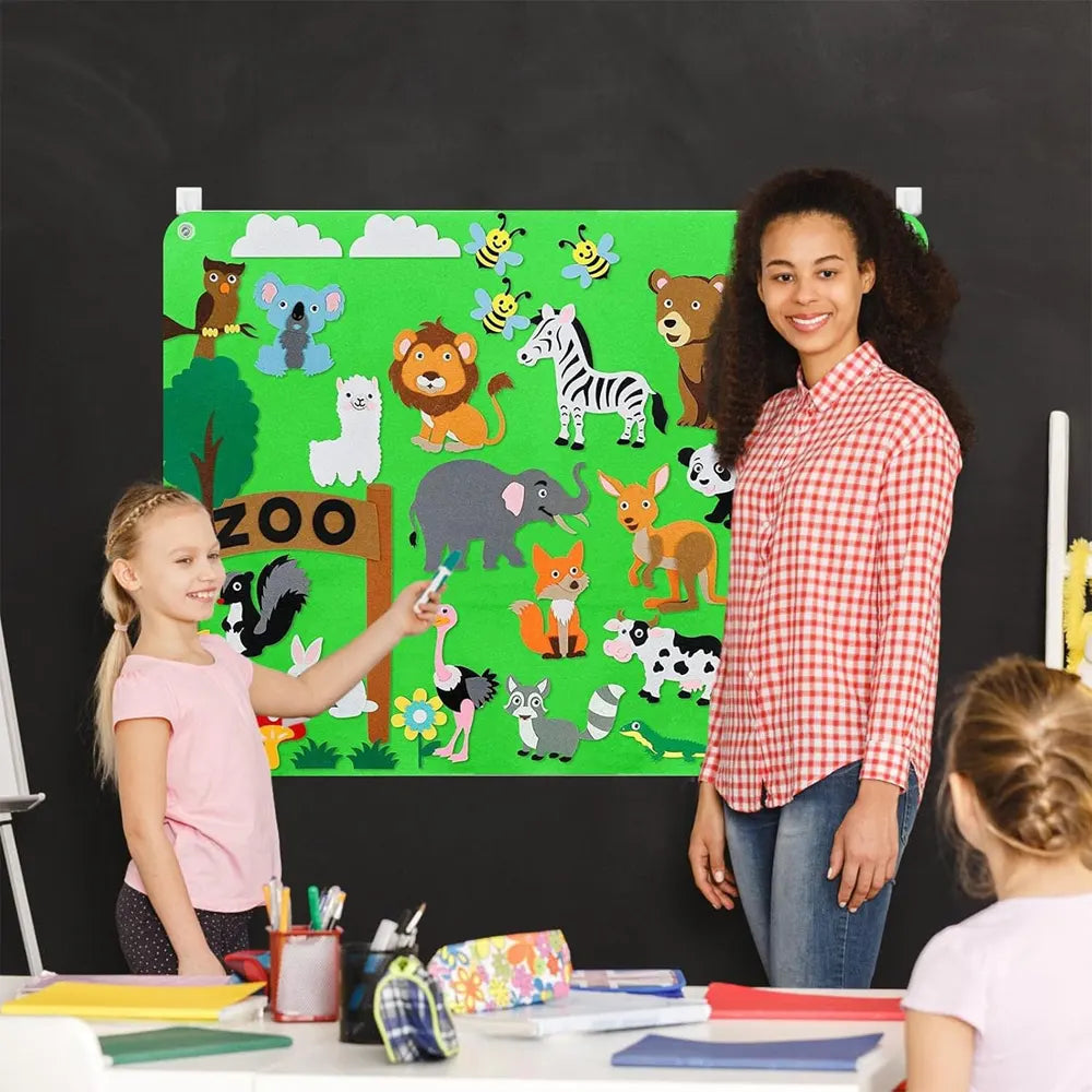 Tapis Mural Éducatif en Feutrine - Thème Zoo