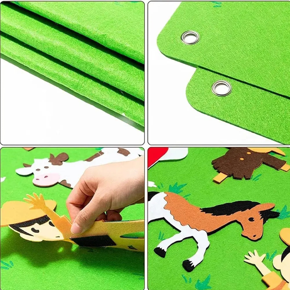 Tapis Mural Éducatif en Feutrine - Thème Zoo