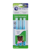 Pack 3 Brosses à dents Brilliant - Bleu 2-5ans