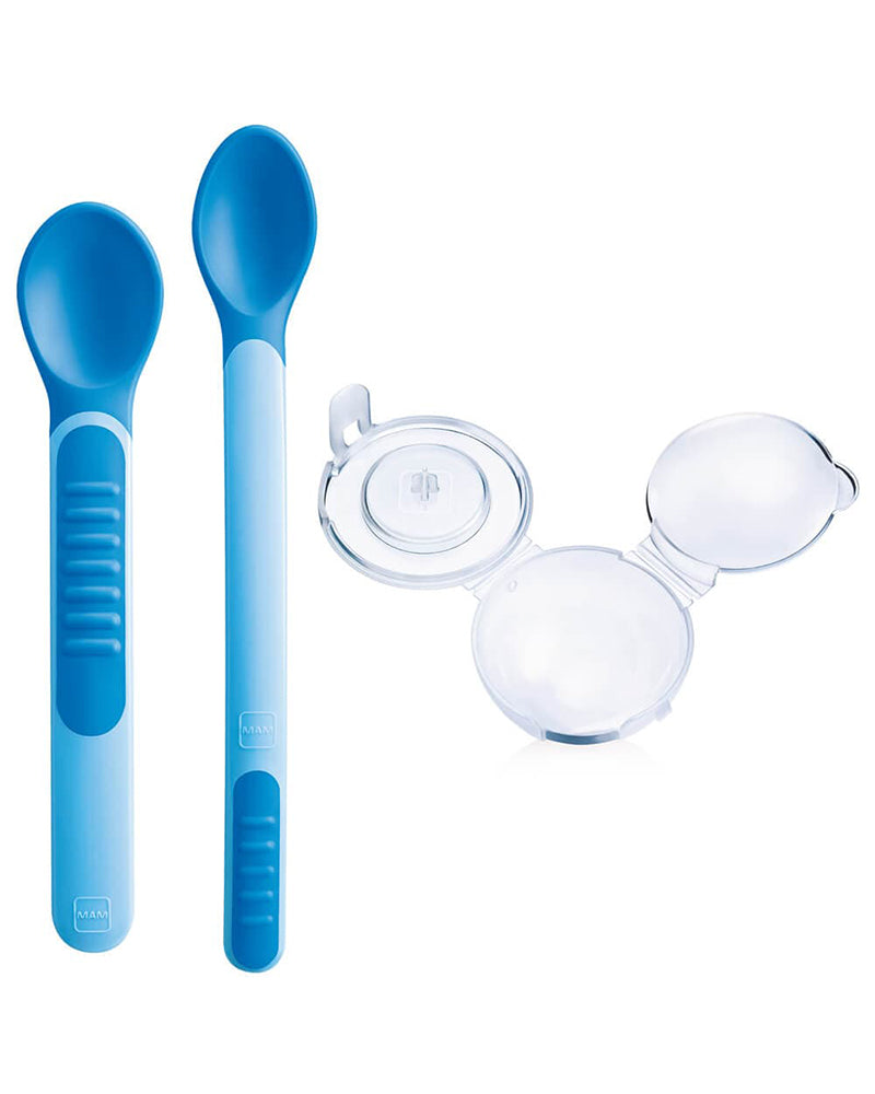 Cuillère et Housse / Couverts d'apprentissage MAM - Bleu