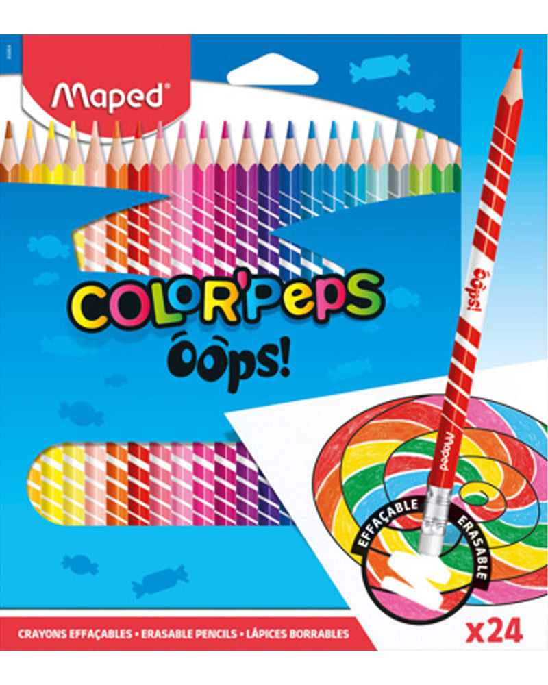 Maped Boîte de 24 Crayons color'peps Oops effaçable