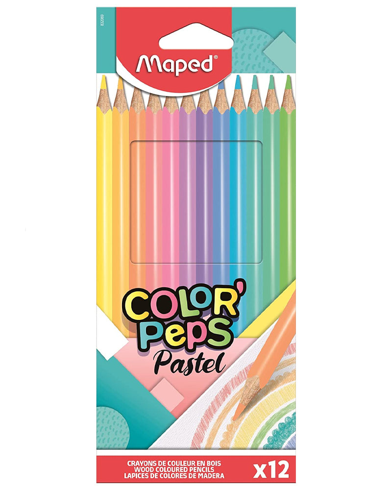 Maped Boîte de 12 Crayons color'peps Pastel 18cm
