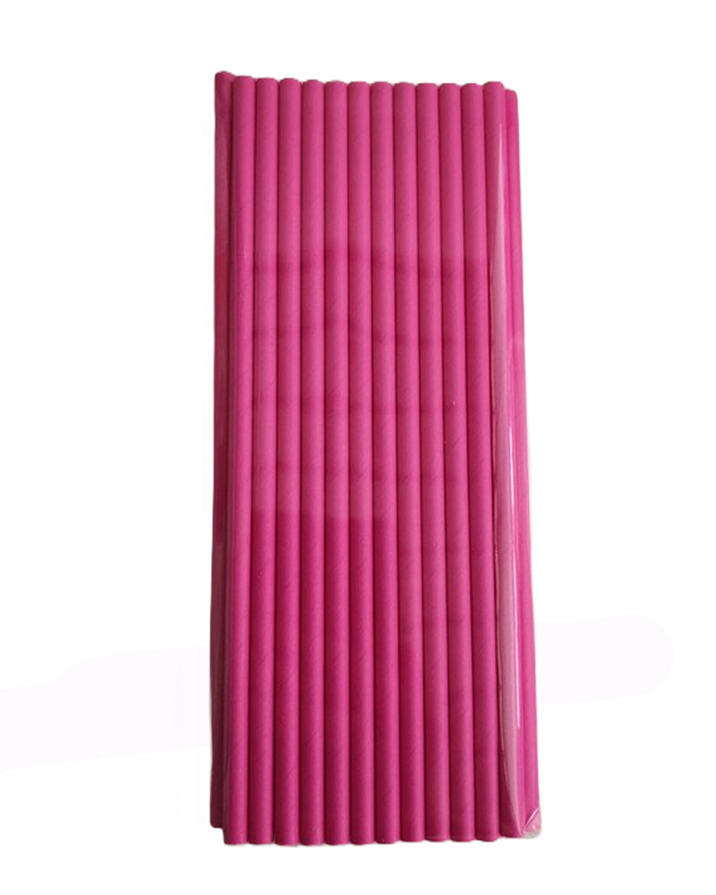 Ensemble de 25 Pailles en Papier Jetable - Rose Fushia