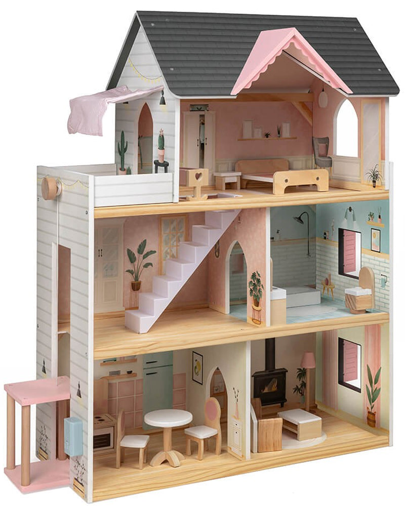 Eurekakids - Pastel Wooden Dollhouse 3 Years+