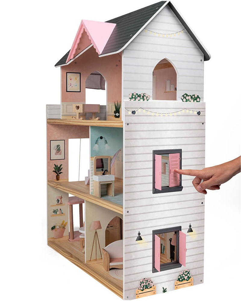 Eurekakids - Maison de poupée pastel en bois 3Ans+