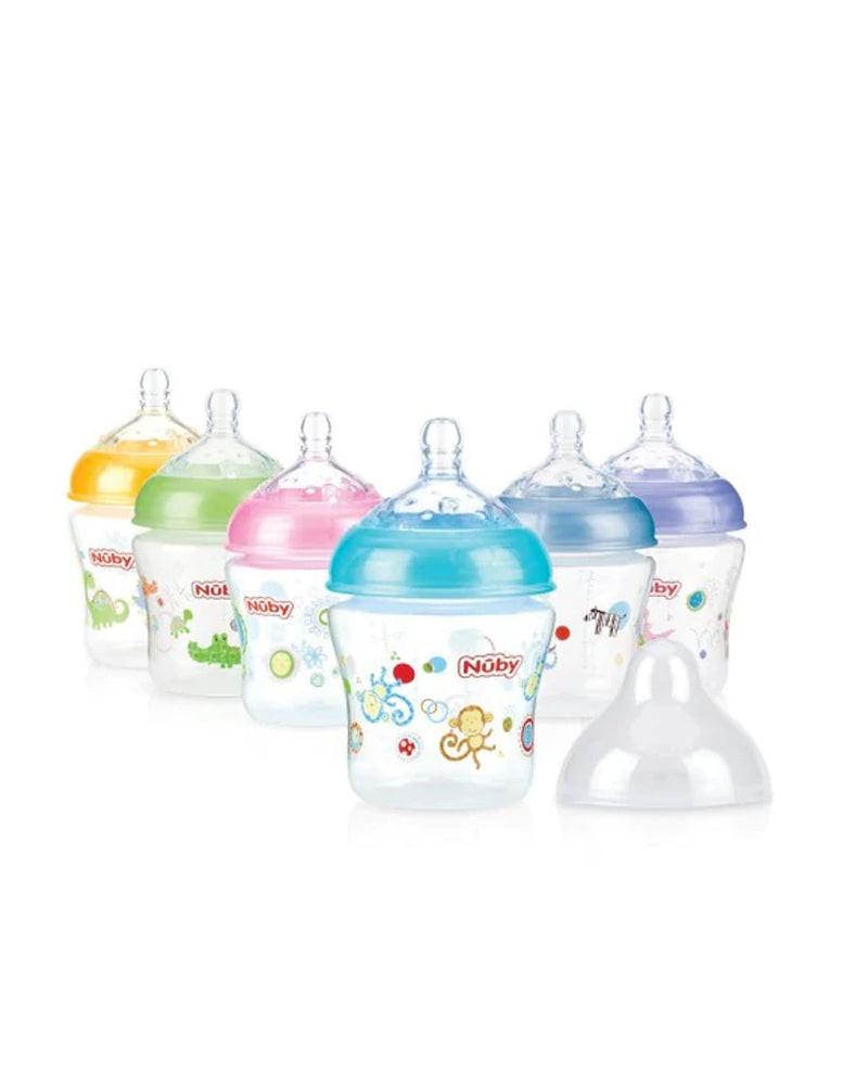 Biberon Nûby en polycarbonate col large 0m+ 180ml - Bleu Ciel