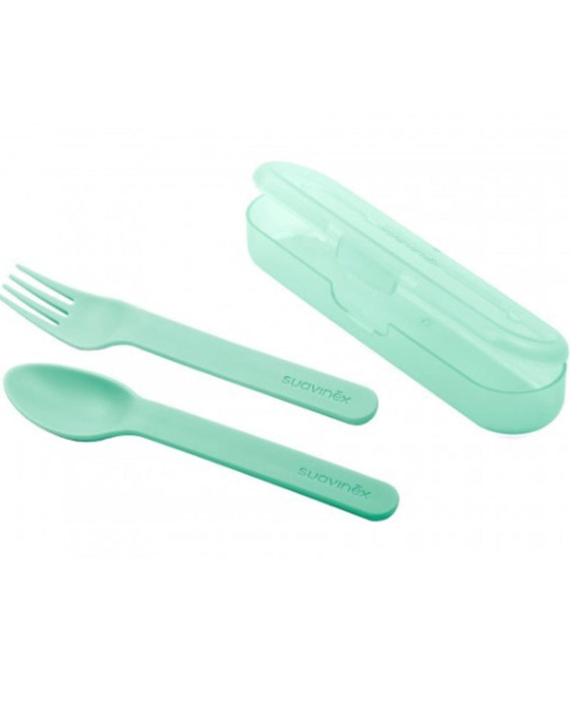 Suavinex Cuillère et Fourchette avec étui - Vert