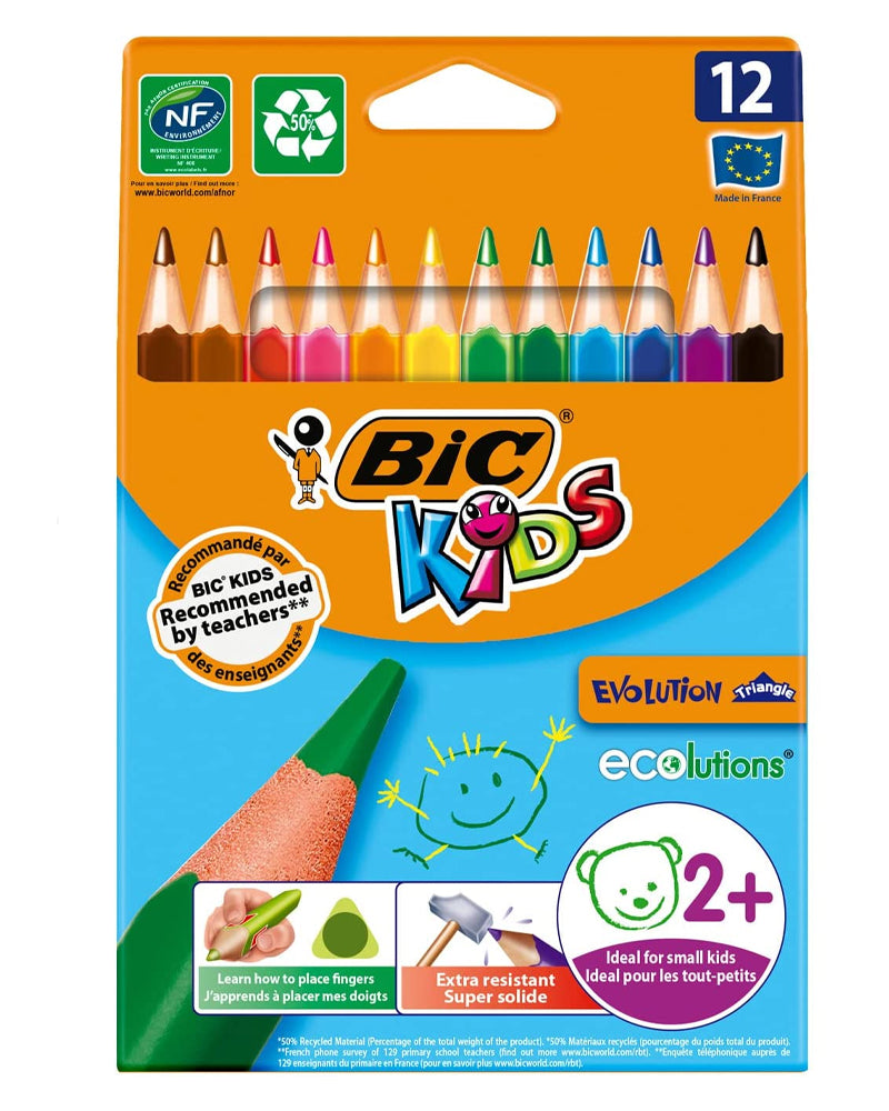 Box of 12 Bic Triangular Colored Pencils