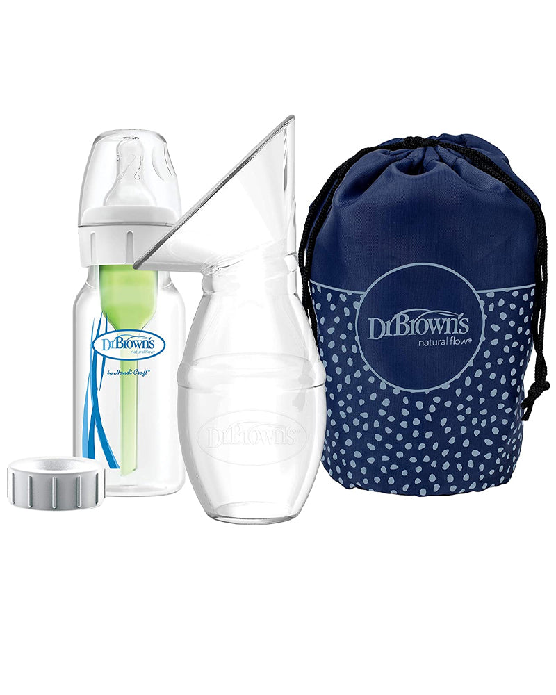 Dr. Brown's Extractor de Leche de Silicona + Biberón Cole Estrecho 120ml