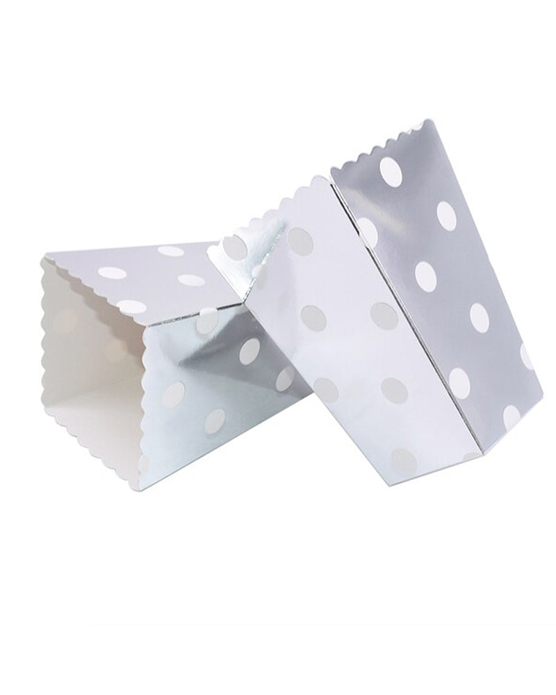 Paper Popcorn Boxes x10 - White & Silver