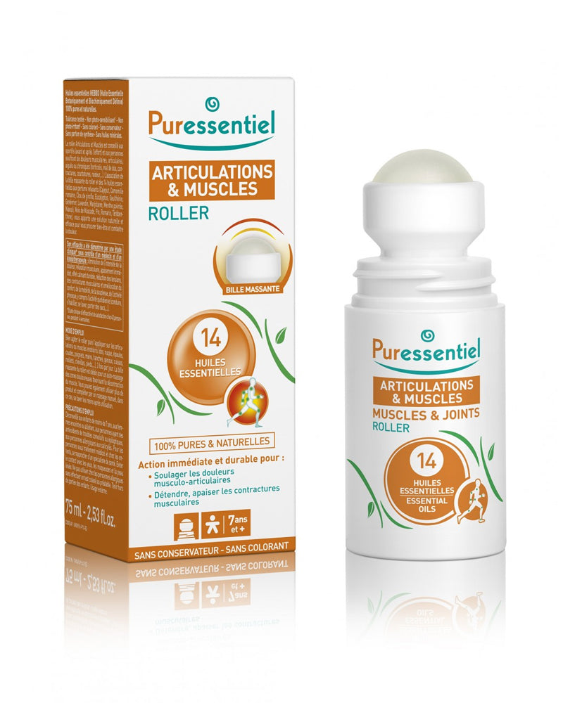 Puressentiel Rodillo para músculos y articulaciones con 14 aceites esenciales - 75 ml