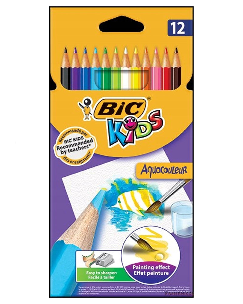 Boîte de 12 Crayons Aquacouleur Bic